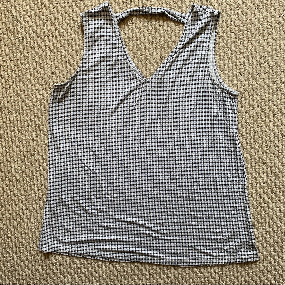 V neck blue tank top